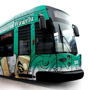 Naklejka na tramwaj dla Mennicy Polskiej.
